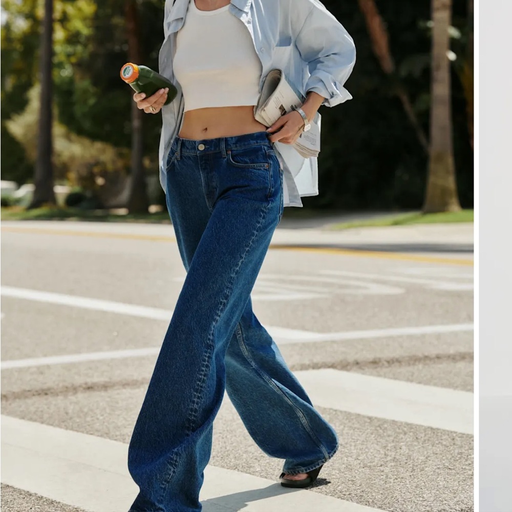 REFORMATION Cary Low Rise Slouchy Wide Leg Short Jeans - Cleary